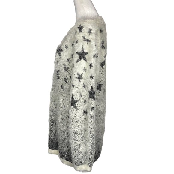 LAUREN MICHELLE Women Eyelash Stars Pullover Sweater Sz XL White Metallic 29-11 - Picture 4 of 13